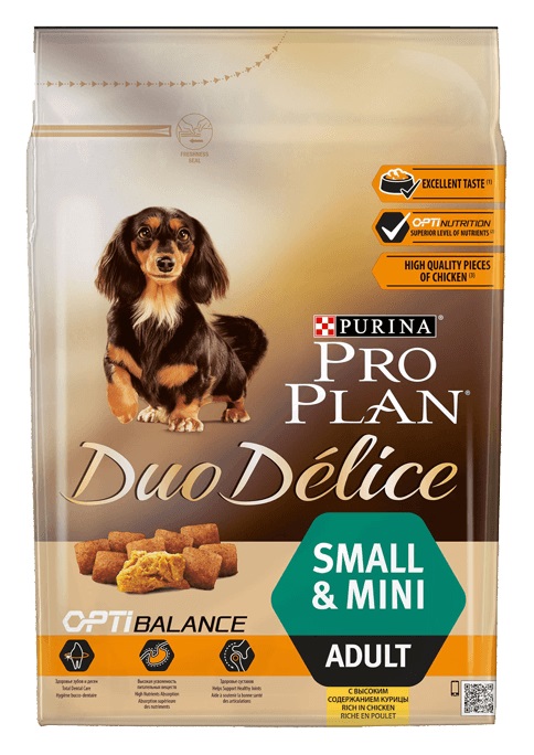 Корм Purina Pro Plan для взрослых собак мелких пород, с курицей и рисом, DUO DELICE