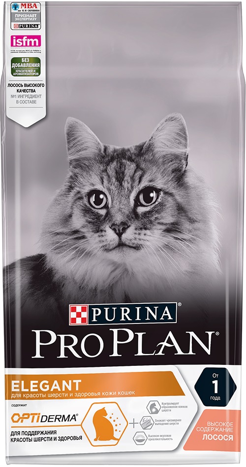 Корм Purina Pro Plan для красоты шерсти и здоровья кожи, с лососем, Optiderma Elegant