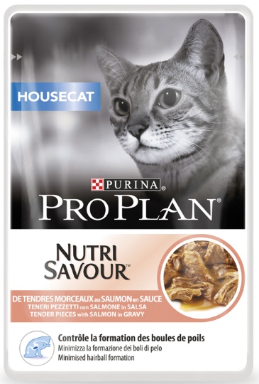 Purina Pro Plan кусочки в соусе для домашних кошек, с лососем, House Cat