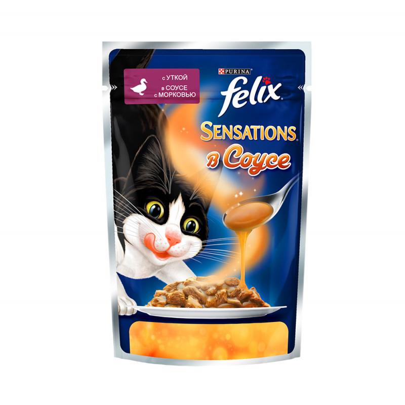 Felix sensations кусочки в соусе для кошек утка с морковью