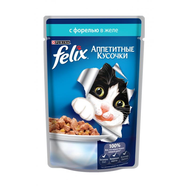 Felix кусочки в желе для кошек с форелью