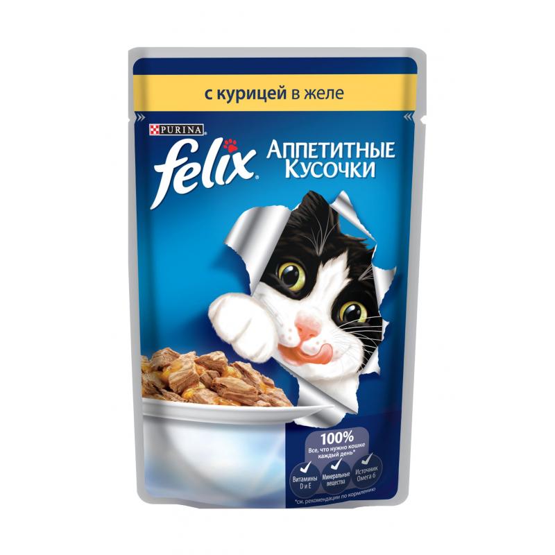 Felix кусочки в желе для кошек с курицей