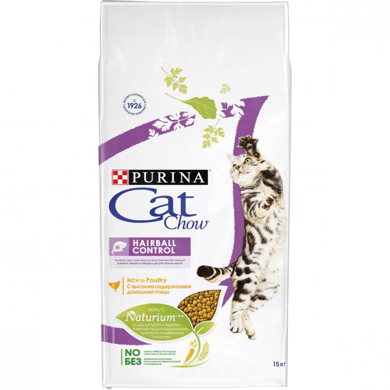 Корм Cat Chow для кошек для выведения шерсти из желудка, Special Care Hairball Control