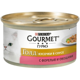Кусочки в соусе для кошек c форелью и овощами