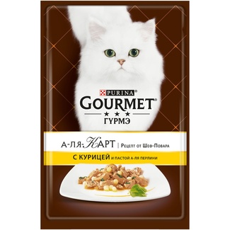 Паучи в подливе для кошек с курицей и пастой