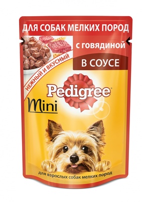 Паучи для собак мелких пород с говядиной в соусе