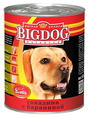 Консервы для собак "BIG DOG" говядина с бараниной