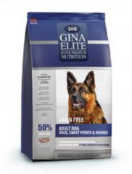 Gina Elite Grain Free Adult Dog Duck, Sweet Potato, Orange UK Полнорационный беззерновой корм для взрослых собак с уткой, бататом и апельсином