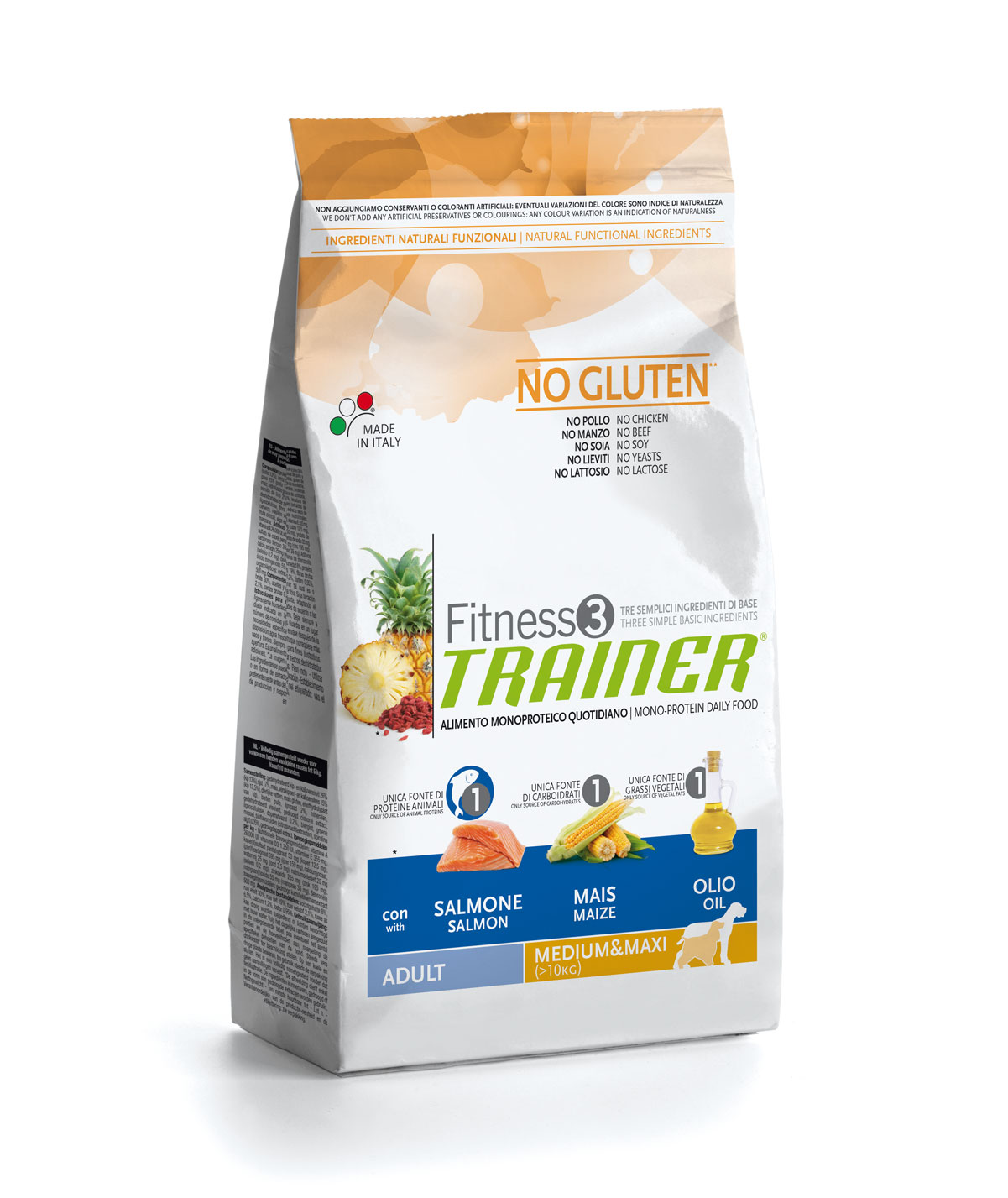 Trainer Fitness MEDIUM/MAXI взрослые собаки крупных пород лосось, кукуруза.