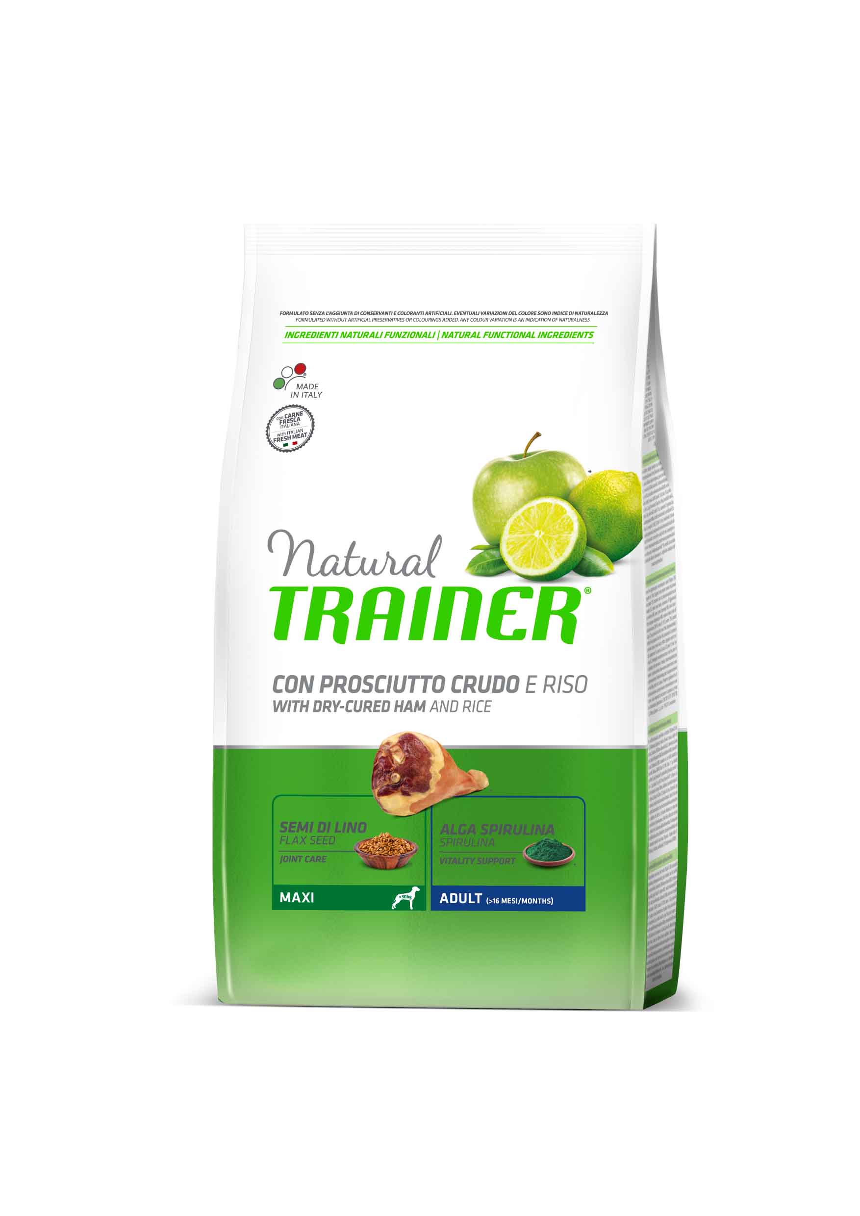 Trainer Natural MAXI для собак крупных пород с сыровяленой ветчиной и рисом
