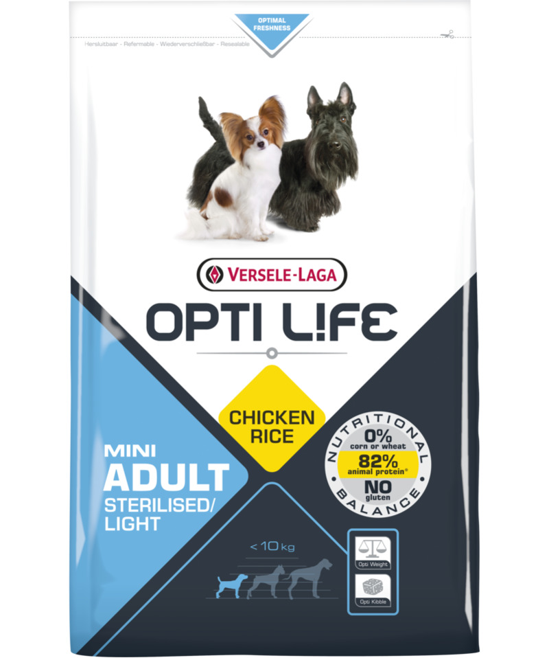 Корм Opti Life (Versele Laga) для собак малых пород с курицей и рисом, контроль веса, Opti Life Adult Light Mini