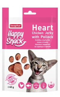 Beaphar Hежные сердечки из курицы и трески Happy Snack для кошек