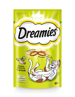 Лакомство для кошек Dreamies лакомые подушечки с уткой