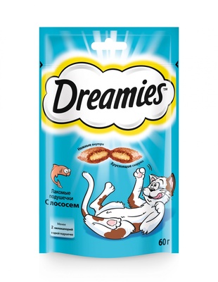 Лакомство для кошек Dreamies лакомые подушечки с лососем
