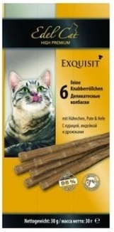 Колбаски для кошек с курицей, индейкой и дрожжами, 6шт. по 5г