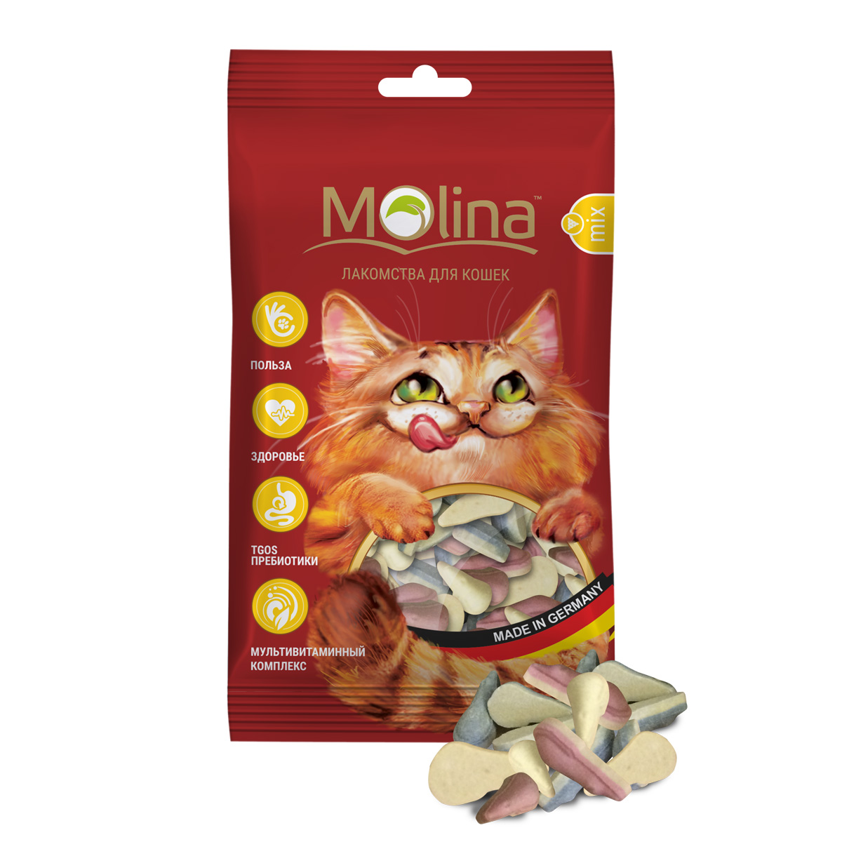 Молина Лакомства для кошек Мышки MIX, 42 г