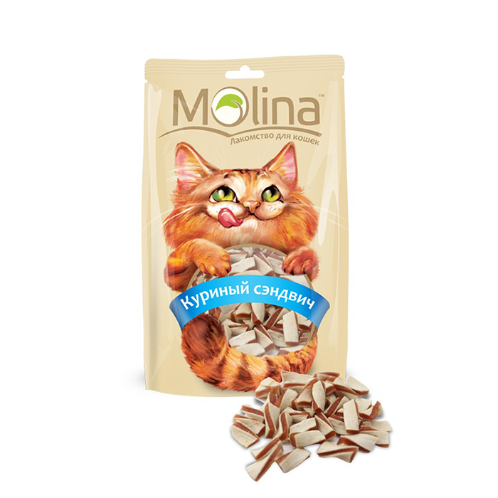 Лакомство для кошек Molina Куриный сэндвич 80г