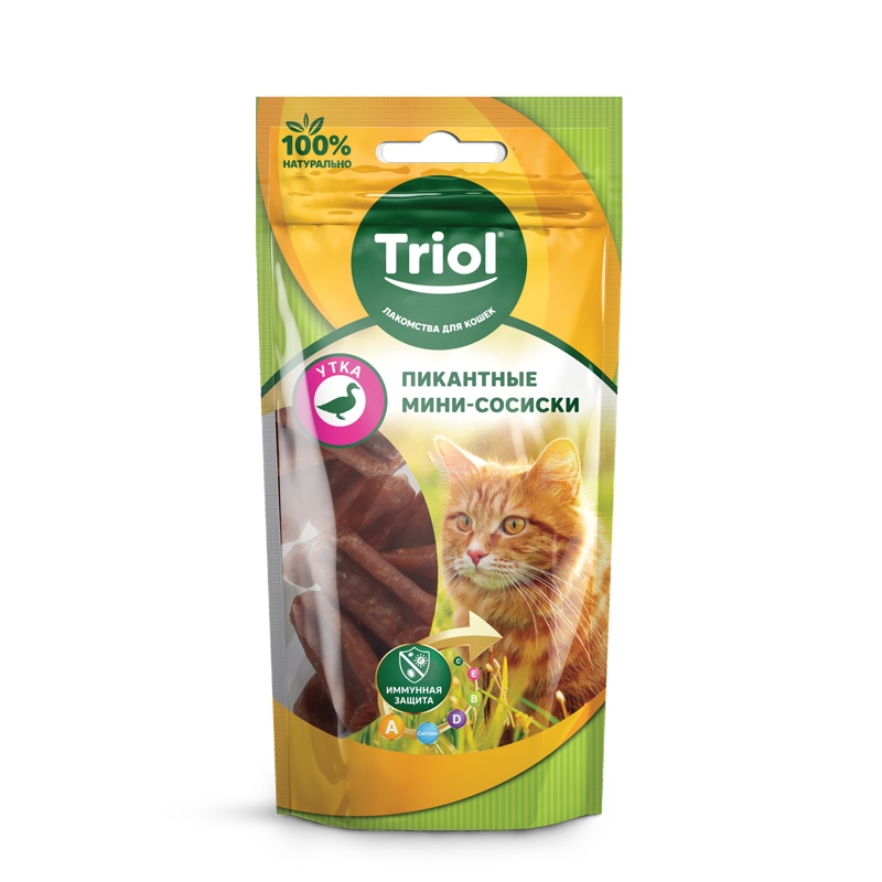 Пикантные мини-сосиски из утки для кошек, 50г