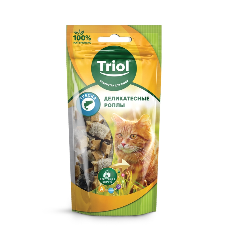Деликатесные роллы из трески для кошек, 40г