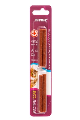 TiTBiT Колбаски мясные ActiveCat с лососем