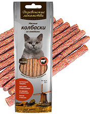 Деревенские Лакомства «Традиционные» мясные колбаски из говядины для кошек