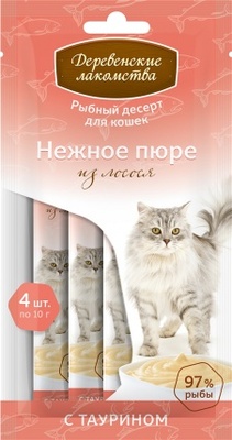 Деревенские Лакомства Нежное пюре из лосося для кошек
