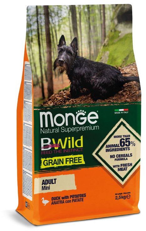 Monge Dog GRAIN FREE Mini беззерновой корм для собак мелких пород утка с картофелем 2,5 кг