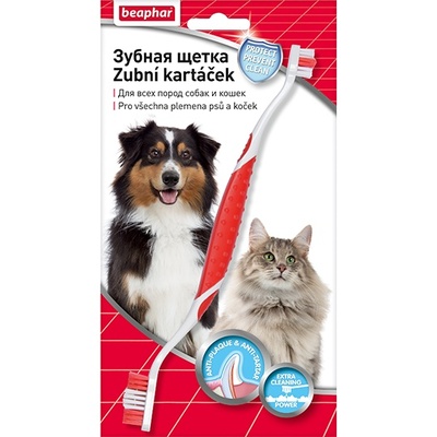 Beaphar двойная зубная щетка для всех пород собак и кошек, Toothbrush