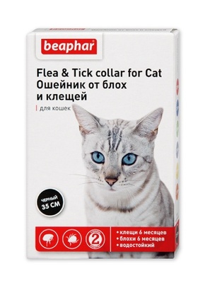 Beaphar ошейник от блох и клещей для кошек, черный, 35 см, Flea & Tick collar