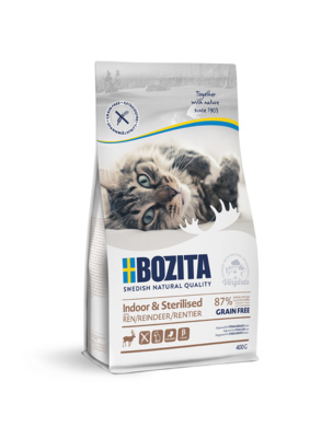 Корм Bozita для взрослых и растущих кошек, ведущих малоподвижный, домашний образ жизни, с мясом оленя