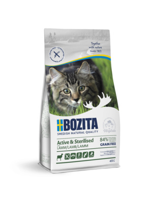Корм Bozita для активных стерилизованных взрослых и растущих кошек, беззерновой с ягненком, Active & Sterilized grain free Lamb 33/20