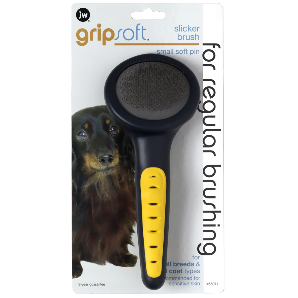 JW65011 Щетка-пуходерка, для собак, мягкая, маленькая Grip Soft Slicker Brush Small - Soft Pin