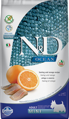 Farmina Ocean Dog Herring and Orange Adult Mini для собак малых пород, сельдь с апельсином, беззерновой