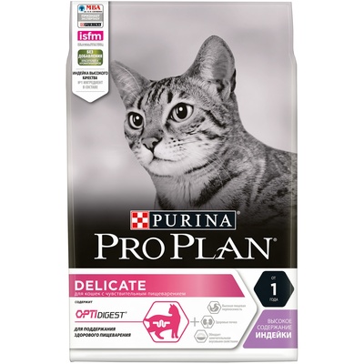 Корм Purina Pro Plan для взрослых кошек с чувствительным пищеварением и привередливых к еде, с индейкой и рисом, PPL Delicate Adult Turkey&Rice