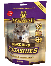 Мягкие снеки Wolfsblut Squashies Black Bird Adult (Черная птица для взрослых собак) 300г  Индейка батат