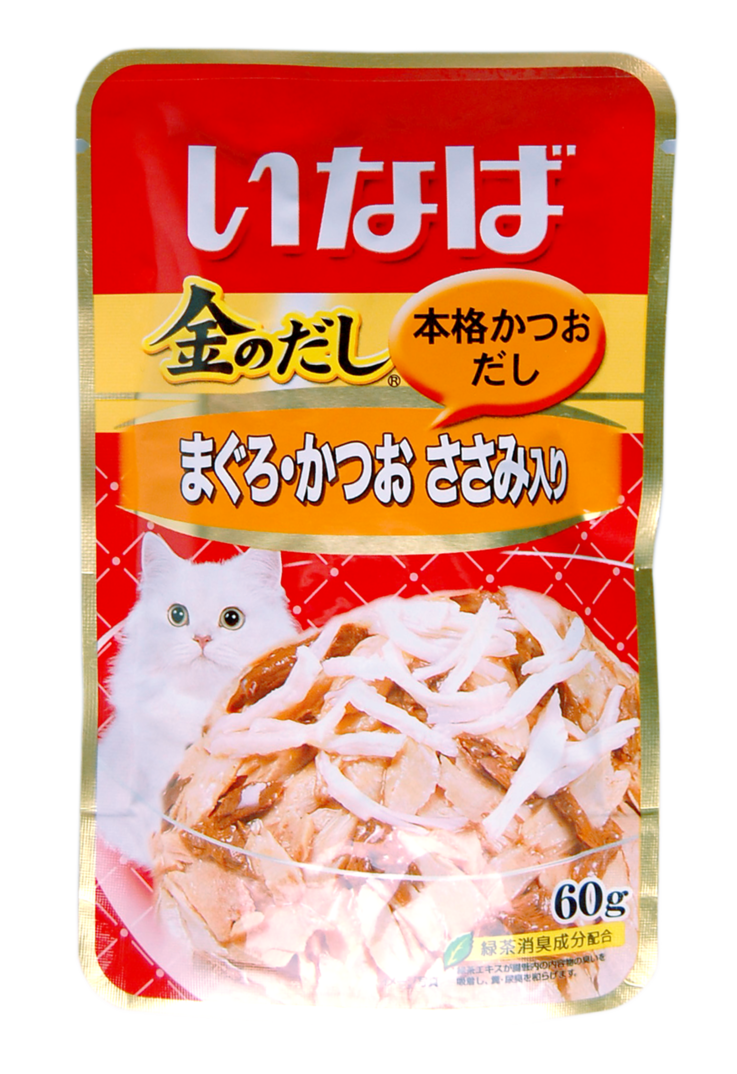 INABA Паучи 60г д/к Тунец и рыба бонито с филе курицы