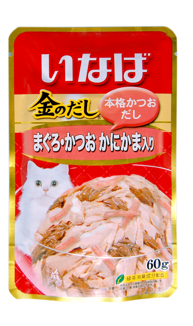 INABA Паучи 60г д/к Тунец и рыба бонито с камчатским крабом