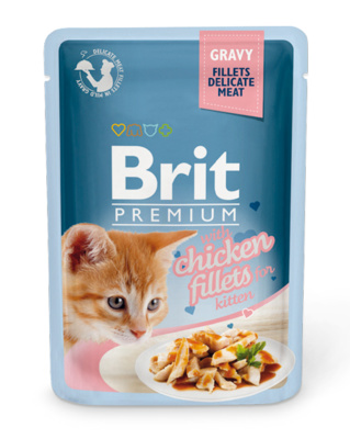 Brit паучи Premium для котят: кусочки из куриного филе в соусе