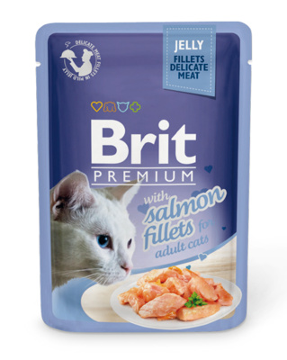 Brit паучи Premium для кошек: кусочки в желе из филе лосося