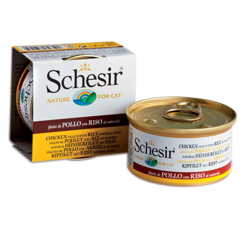 Schesir консервы для кошек с цыпленком и рисом