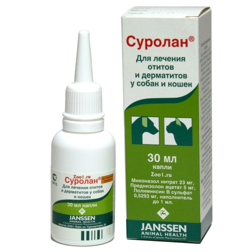 СУРОЛАН капли для ушей лечение отита для собак и кошек