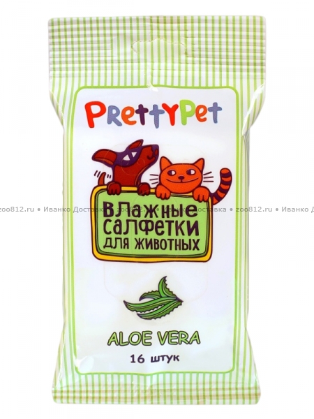 PrettyCat универсальные влажные салфетки PrettyPet для лап, глаз и ушей животных