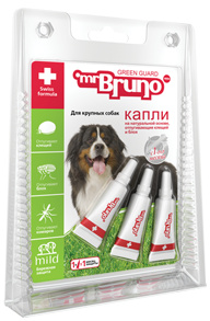 Mr Bruno капли репеллентные для крупных собак весом более 30 кг, 3 шт по 4 мл