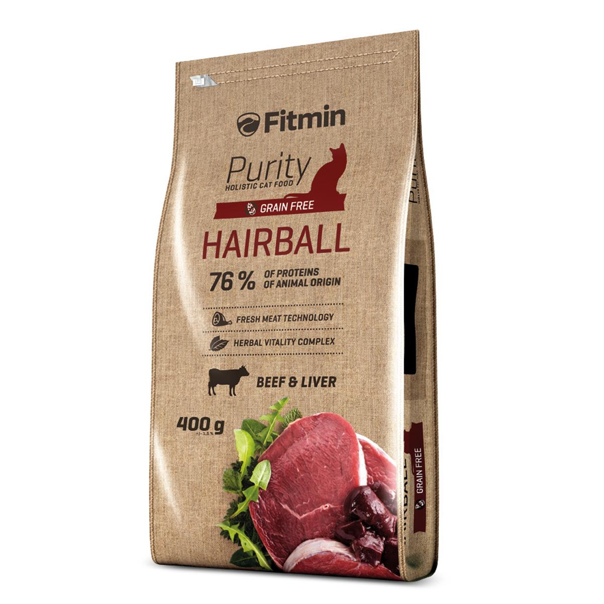 FITMIN CAT PURITY Сухой беззерновой корм для взрослых длинношерстных кошек Hairbal