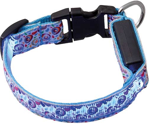HELLO PET Ошейник для собак светящийся Акварель 15 мм*18-28 см с USB-зарядкой