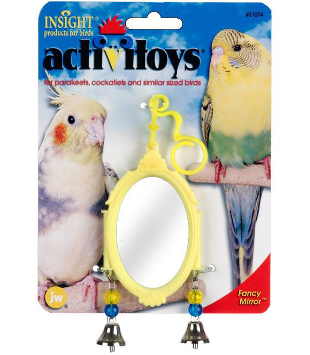 JW31074 Fancy Mirror Игрушка для птиц Овальное зеркало с колокольчиками пластик