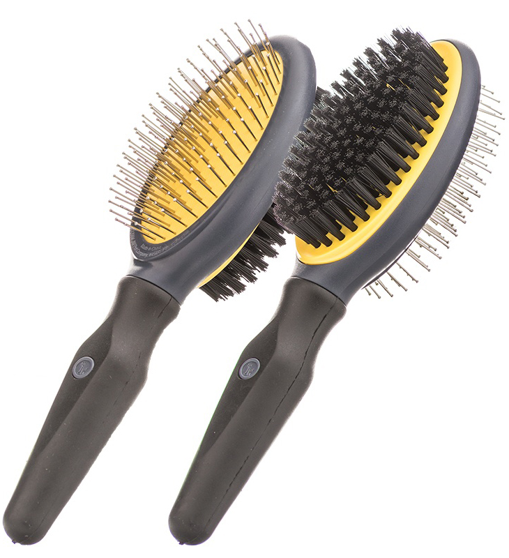 JW65029 Grip Soft Double Sided Brush Щетка для собак двухсторонняя щетиновая+массажная большая