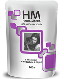 Наша Марка консервы для кошек с ягненком и овощами в соусе 100г пауч
