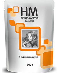 Наша Марка консервы для котят с курицей в соусе 100г пауч