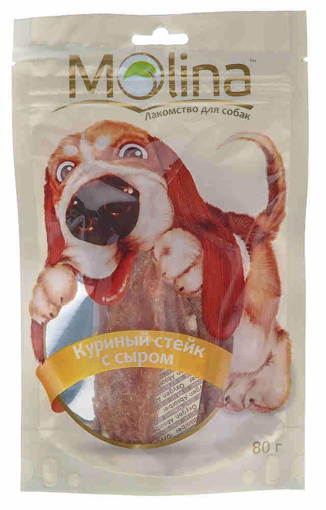 Molina лакомства для собак "Куриный стейк с сыром" 80 г
